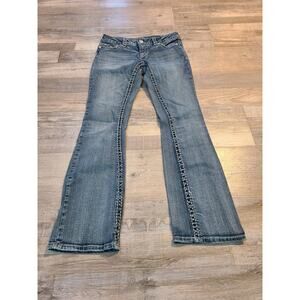 Paisley size 2 women's white washed bootcut jeans with embroidered pockets